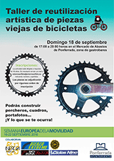 Taller de reutilización artística de piezas viejas de bicicletas